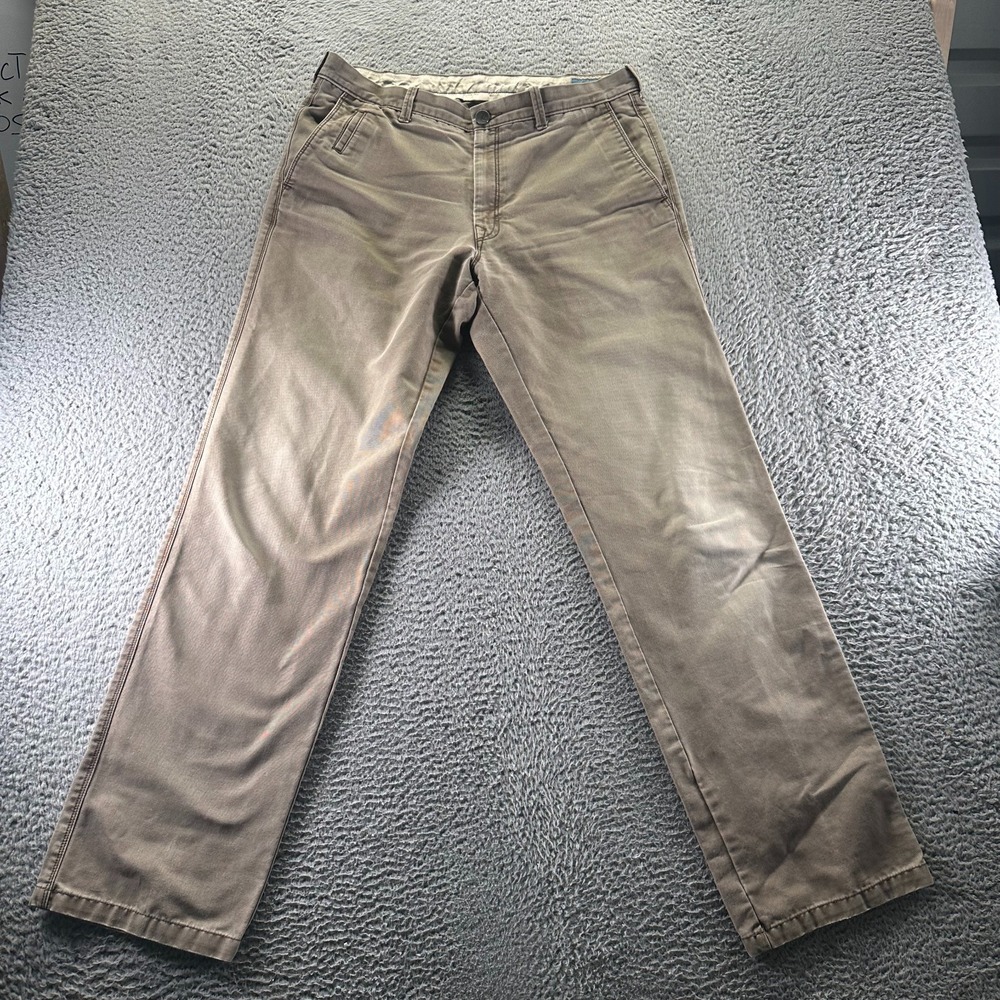 Haggar LK Pant Mens 34x34 Brown Cotton Khakis Straight Travel Utility Workwear